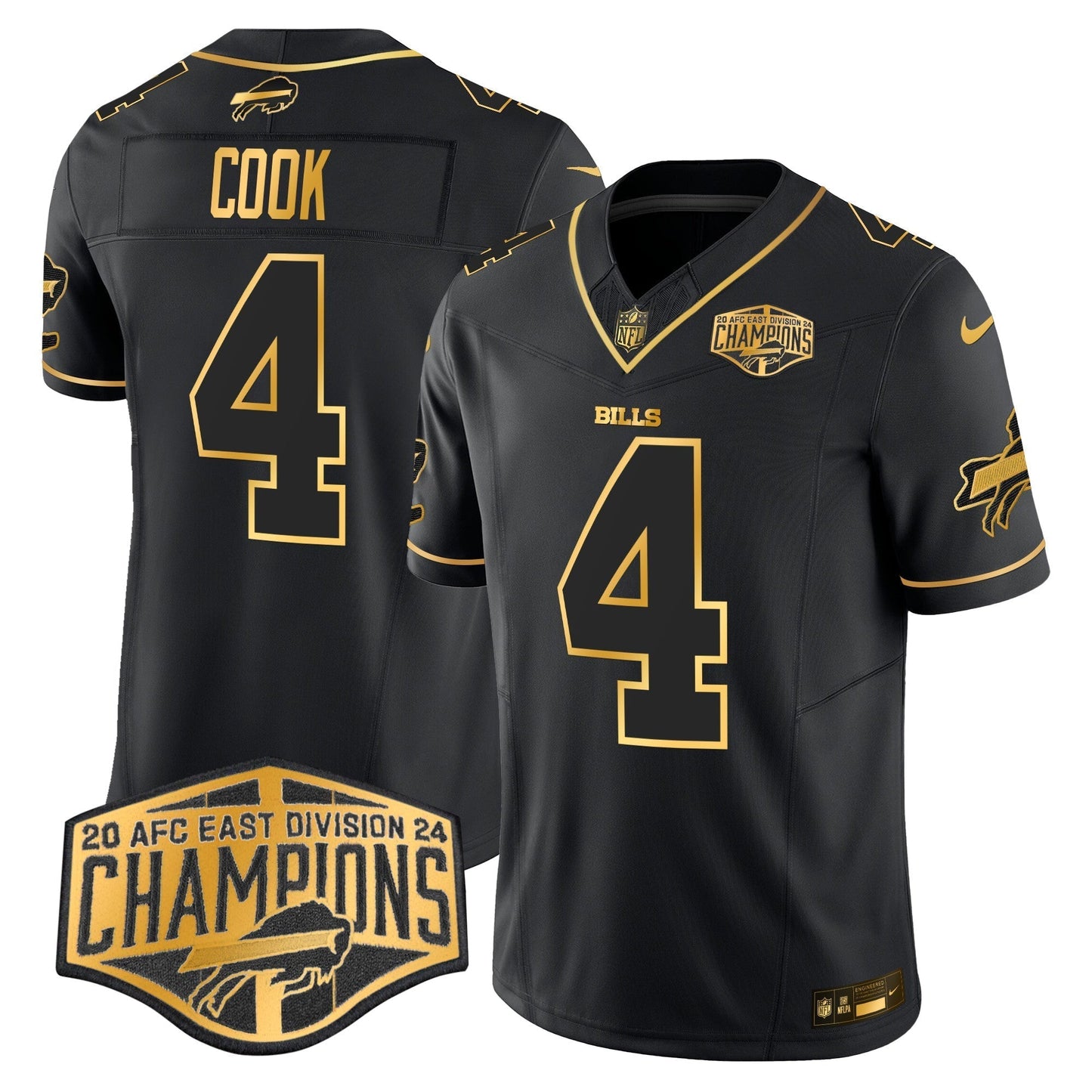 Bills 2024 AFC East Division Champions Gold Vapor Limited Jersey - All Stitched-DTD