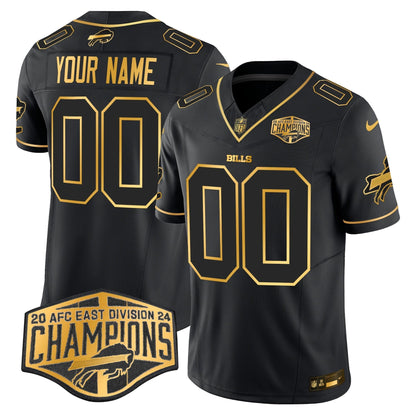Bills 2024 AFC East Division Champions Gold Vapor Limited Custom Jersey - All Stitched-DTD