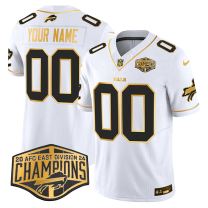 Bills 2024 AFC East Division Champions Gold Vapor Limited Custom Jersey - All Stitched-DTD