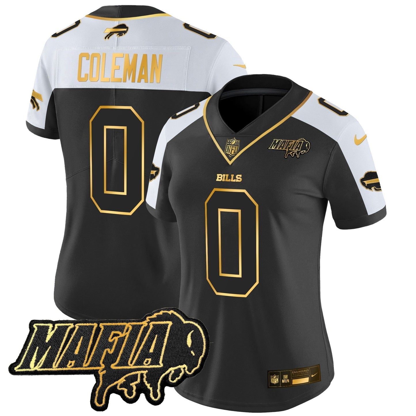 Women's BUF 2024 Bills Mafia Patch Gold Vapor Limited Jersey - All Stitched-DTD