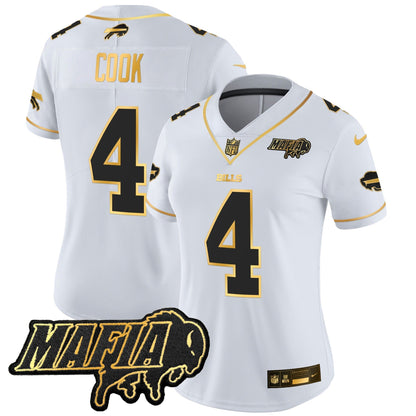 Women's BUF 2024 Bills Mafia Patch Gold Vapor Limited Jersey - All Stitched-DTD