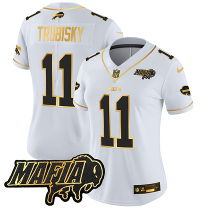 Women's BUF 2024 Bills Mafia Patch Gold Vapor Limited Jersey - All Stitched-DTD
