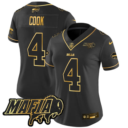 Women's BUF 2024 Bills Mafia Patch Gold Vapor Limited Jersey - All Stitched-DTD