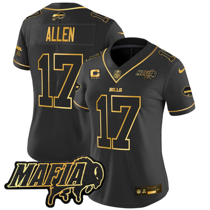 Women's BUF 2024 Bills Mafia Patch Gold Vapor Limited Jersey - All Stitched-DTD