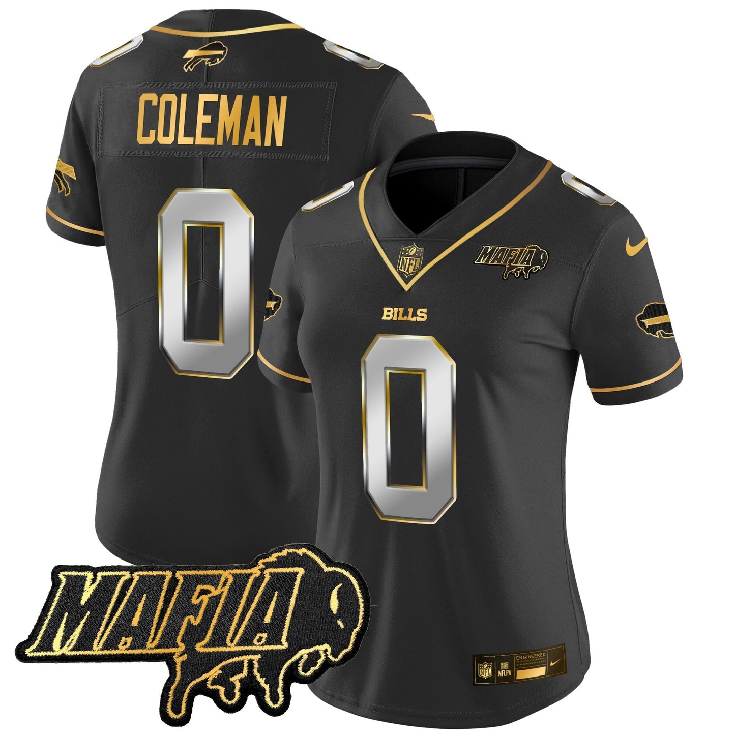 Women's BUF 2024 Bills Mafia Patch Gold Vapor Limited Jersey - All Stitched-DTD