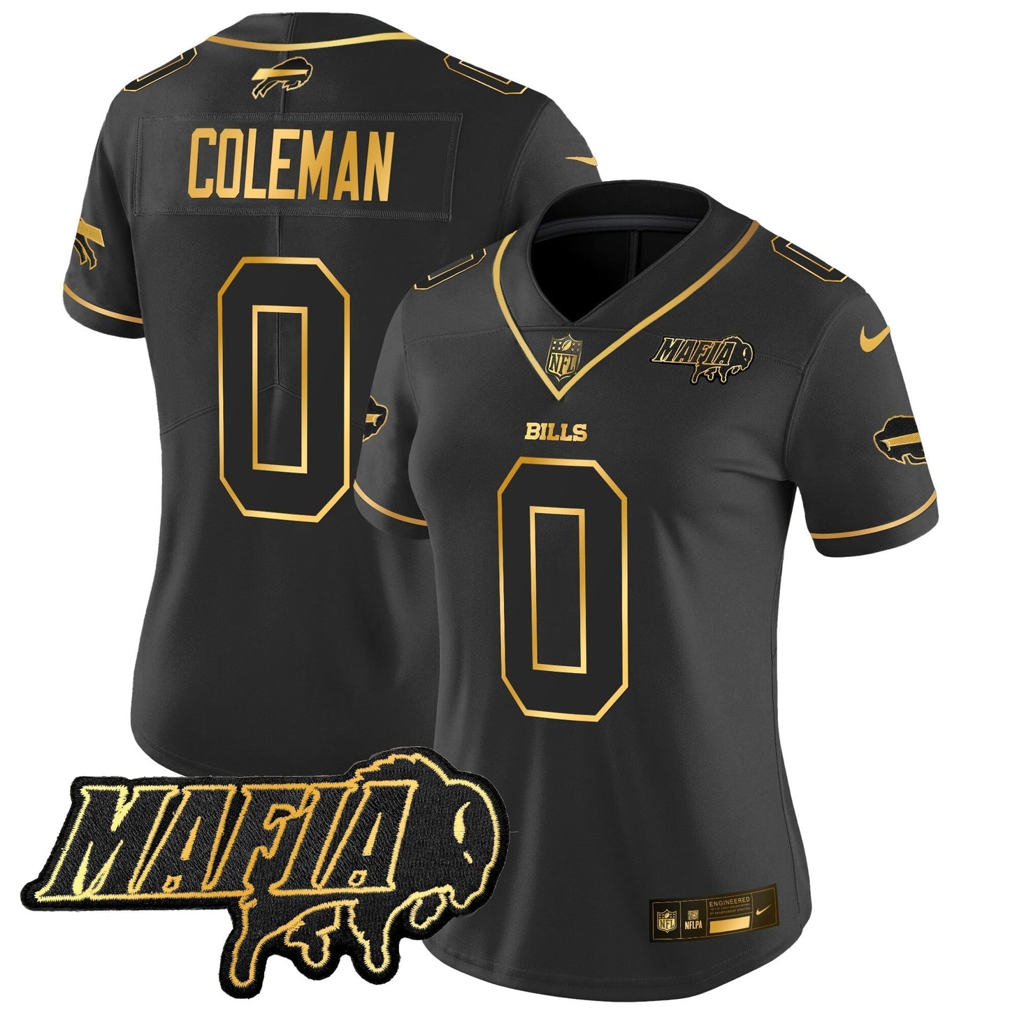 Women's BUF 2024 Bills Mafia Patch Gold Vapor Limited Jersey - All Stitched-DTD