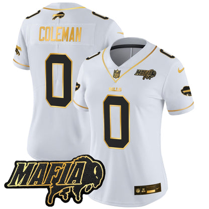 Women's BUF 2024 Bills Mafia Patch Gold Vapor Limited Jersey - All Stitched-DTD