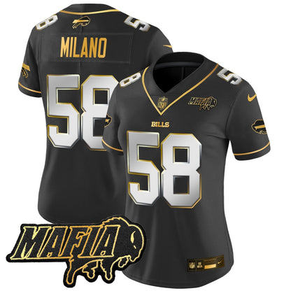 Women's BUF 2024 Bills Mafia Patch Gold Vapor Limited Jersey - All Stitched-DTD