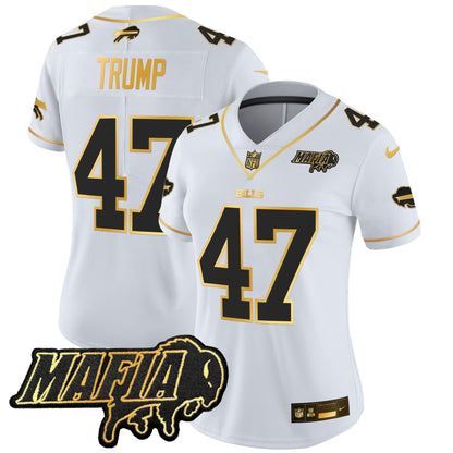Women's BUF 2024 Bills Mafia Patch Gold Vapor Limited Jersey - All Stitched-DTD
