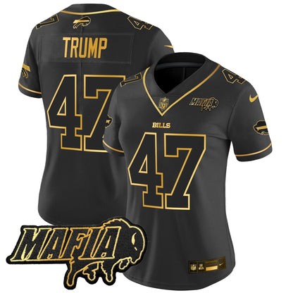 Women's BUF 2024 Bills Mafia Patch Gold Vapor Limited Jersey - All Stitched-DTD