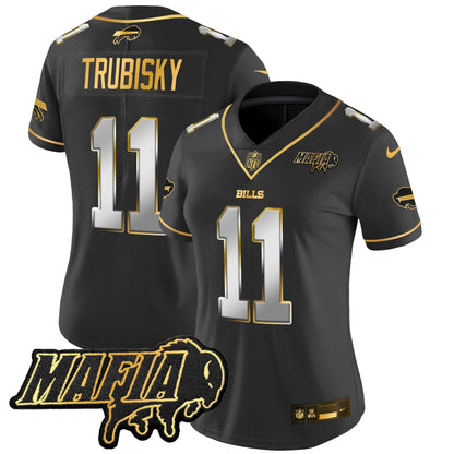 Women's BUF 2024 Bills Mafia Patch Gold Vapor Limited Jersey - All Stitched-DTD