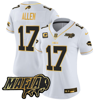Women's BUF 2024 Bills Mafia Patch Gold Vapor Limited Jersey - All Stitched-DTD