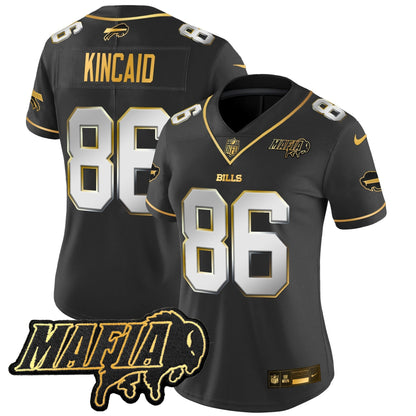 Women's BUF 2024 Bills Mafia Patch Gold Vapor Limited Jersey - All Stitched-DTD