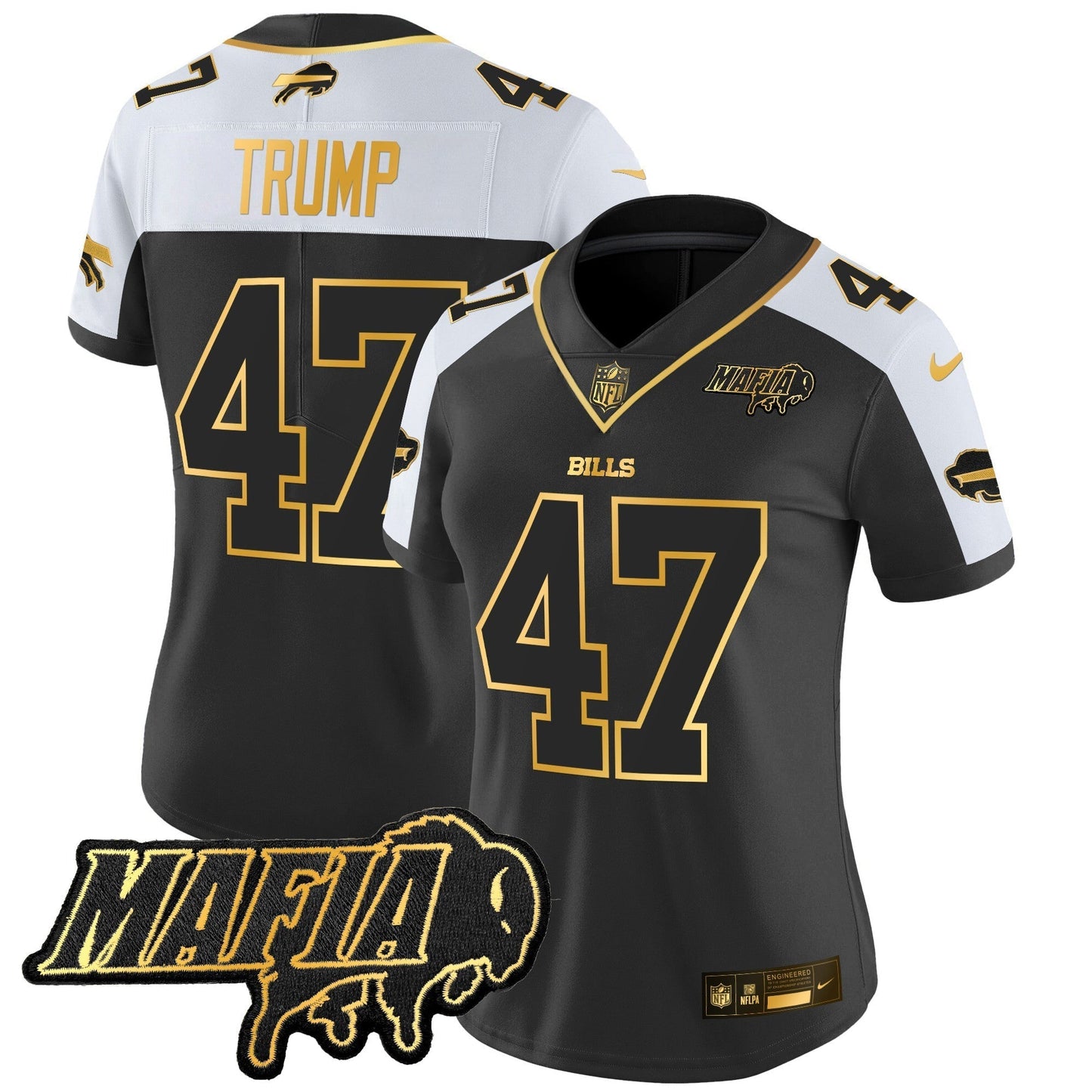 Women's BUF 2024 Bills Mafia Patch Gold Vapor Limited Jersey - All Stitched-DTD