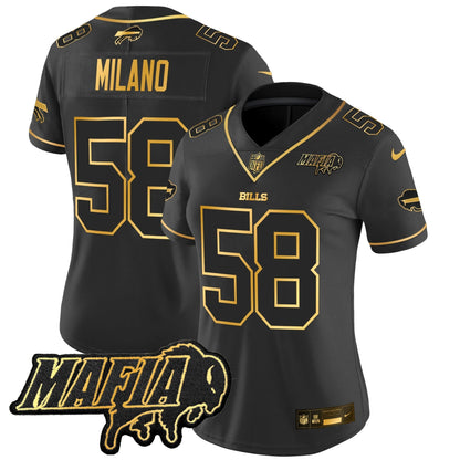 Women's BUF 2024 Bills Mafia Patch Gold Vapor Limited Jersey - All Stitched-DTD