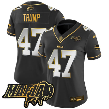 Women's BUF 2024 Bills Mafia Patch Gold Vapor Limited Jersey - All Stitched-DTD