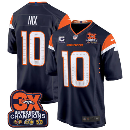 DEN 3-Time Champions Patch Game Jersey - Al Stitched-DTD