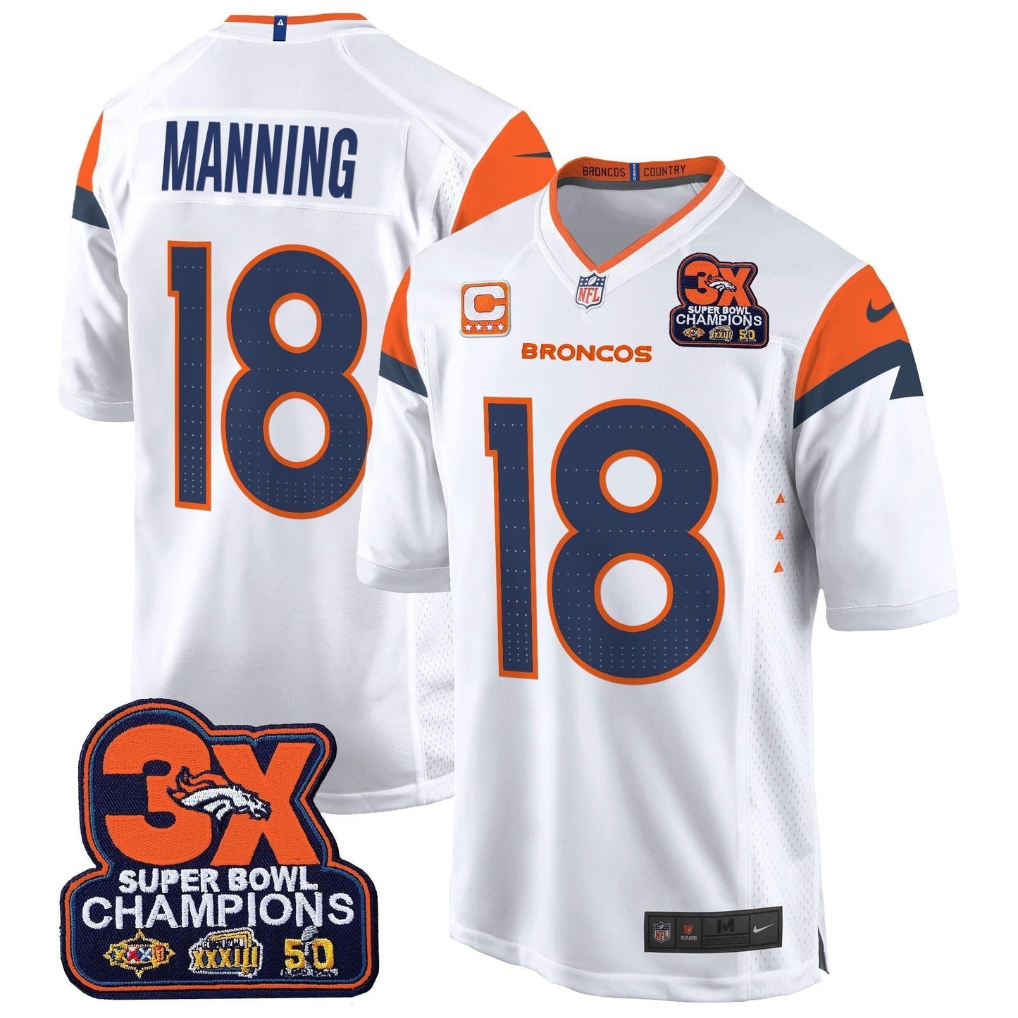 DEN 3-Time Champions Patch Game Jersey - Al Stitched-DTD
