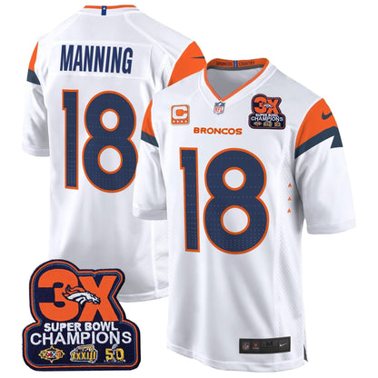 DEN 3-Time Champions Patch Game Jersey - Al Stitched-DTD