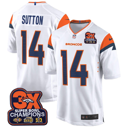 DEN 3-Time Champions Patch Game Jersey - Al Stitched-DTD