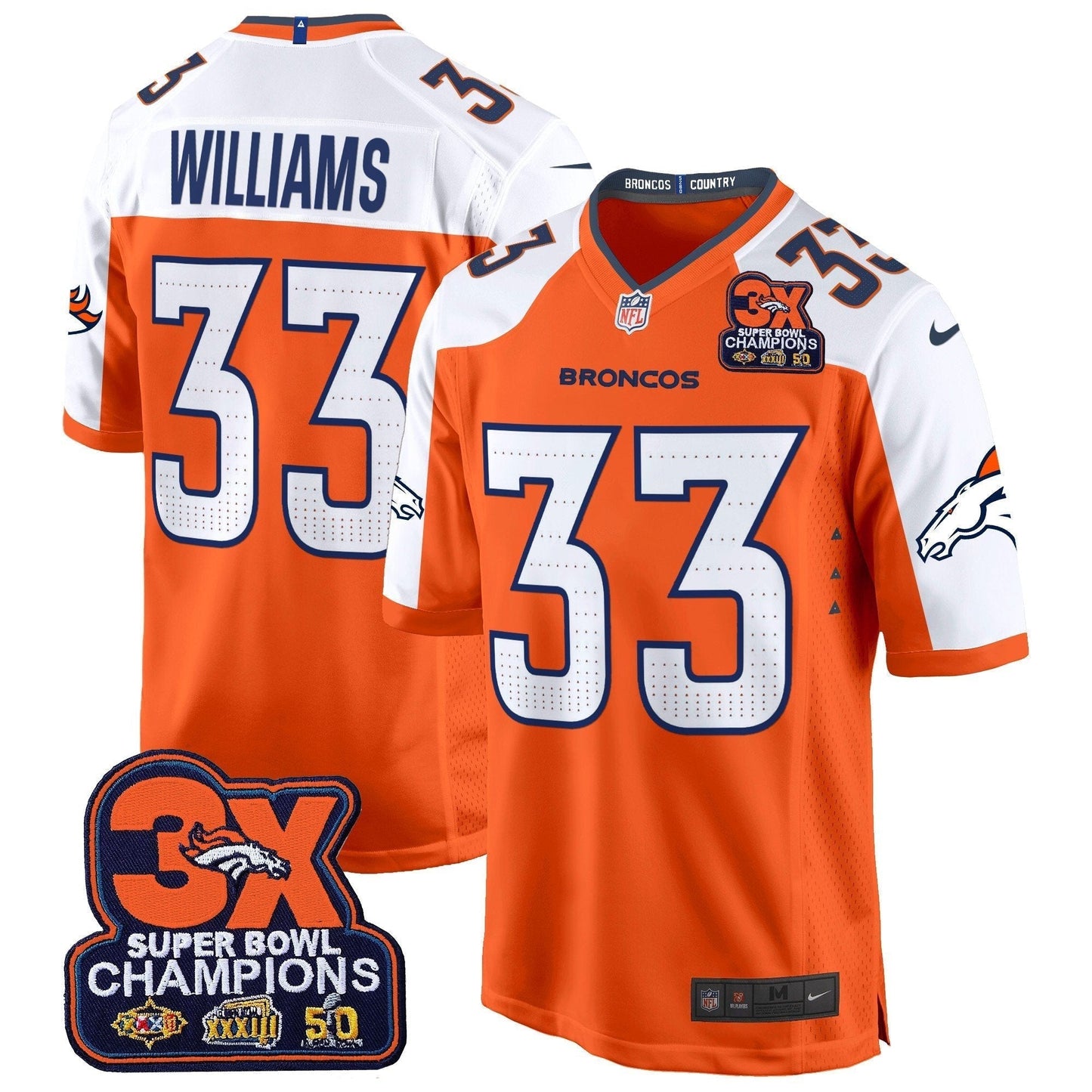 DEN 3-Time Champions Patch Game Jersey - Al Stitched-DTD