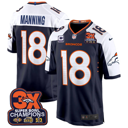 DEN 3-Time Champions Patch Game Jersey - Al Stitched-DTD