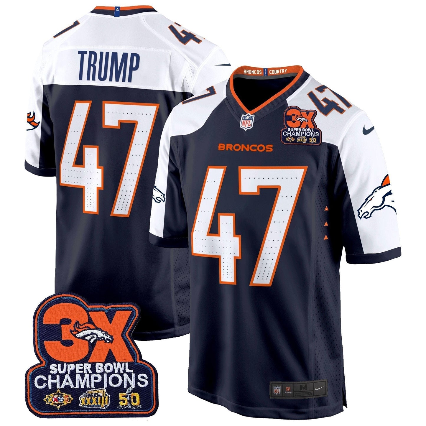 DEN 3-Time Champions Patch Game Jersey - Al Stitched-DTD