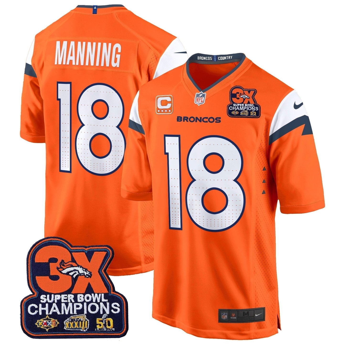 DEN 3-Time Champions Patch Game Jersey - Al Stitched-DTD