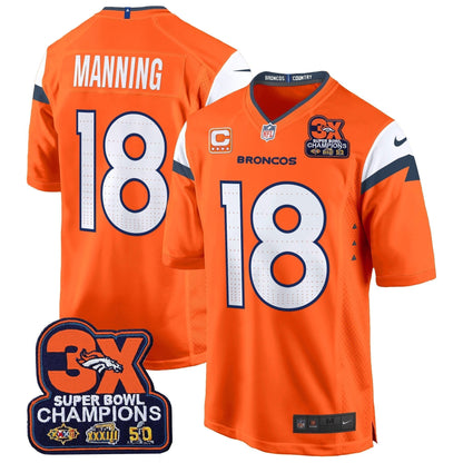 DEN 3-Time Champions Patch Game Jersey - Al Stitched-DTD