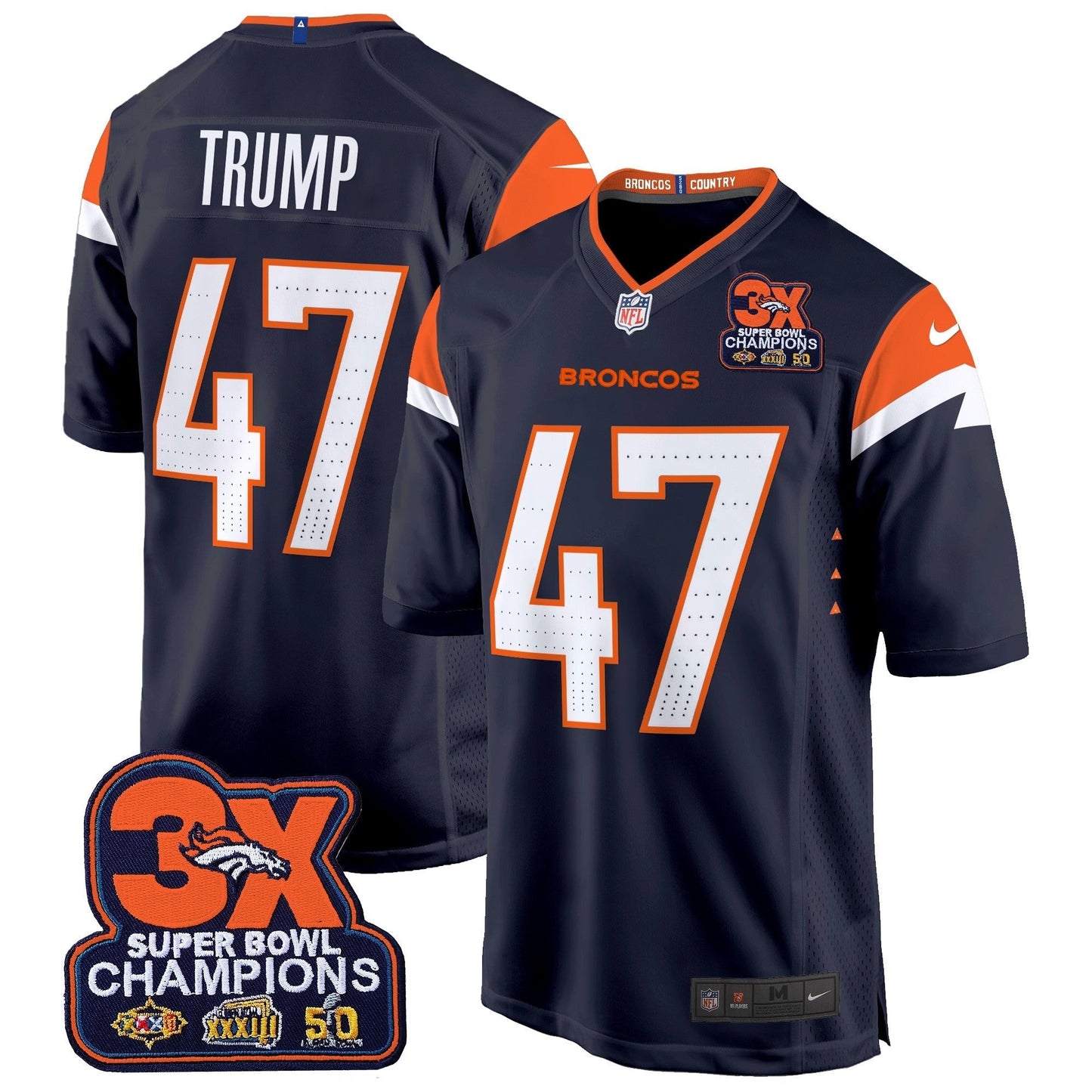 DEN 3-Time Champions Patch Game Jersey - Al Stitched-DTD