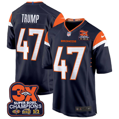 DEN 3-Time Champions Patch Game Jersey - Al Stitched-DTD