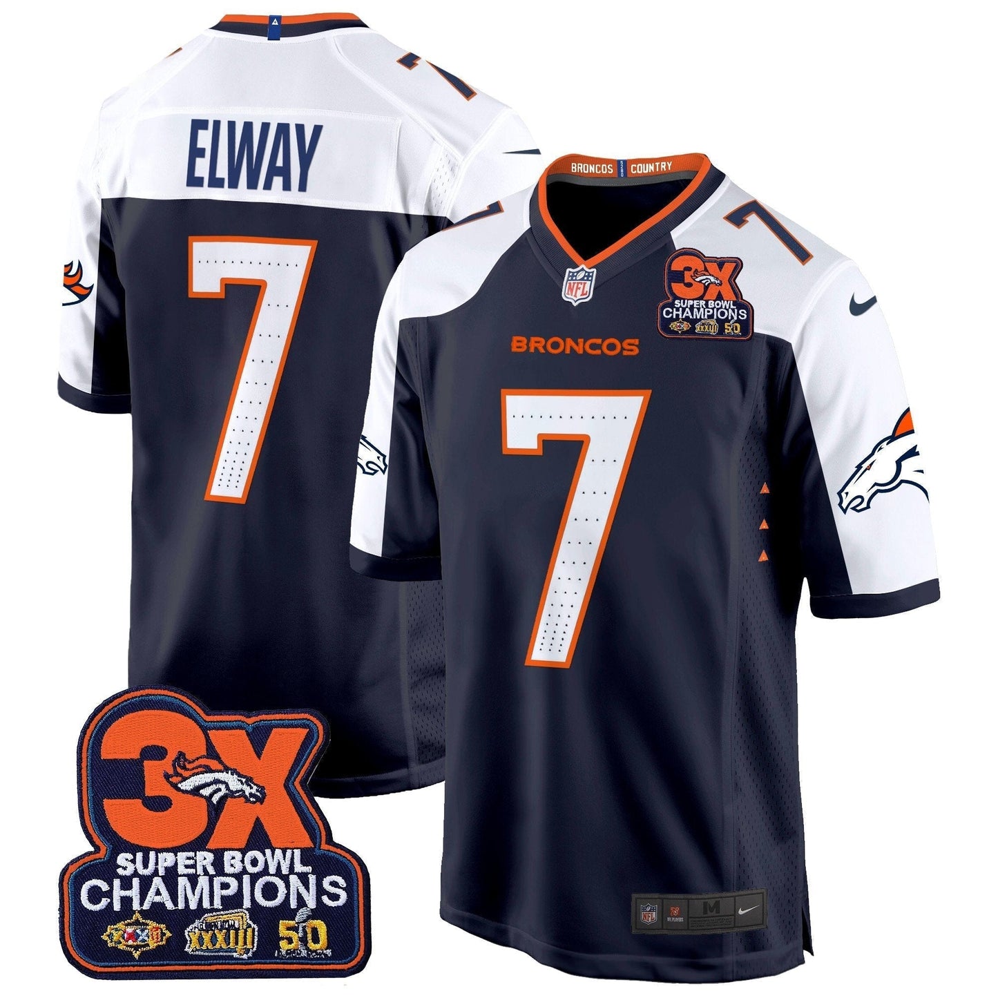 DEN 3-Time Champions Patch Game Jersey - Al Stitched-DTD