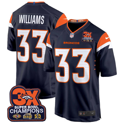 DEN 3-Time Champions Patch Game Jersey - Al Stitched-DTD