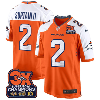 DEN 3-Time Champions Patch Game Jersey - Al Stitched-DTD