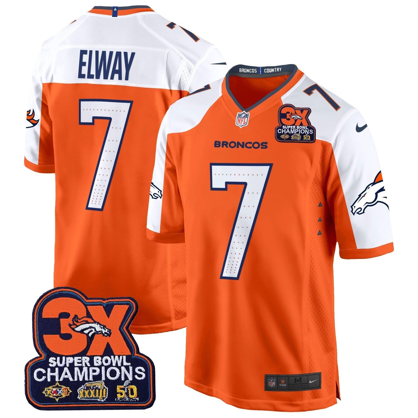 DEN 3-Time Champions Patch Game Jersey - Al Stitched-DTD