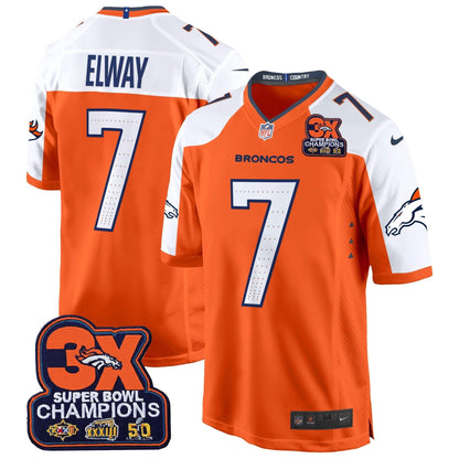 DEN 3-Time Champions Patch Game Jersey - Al Stitched-DTD