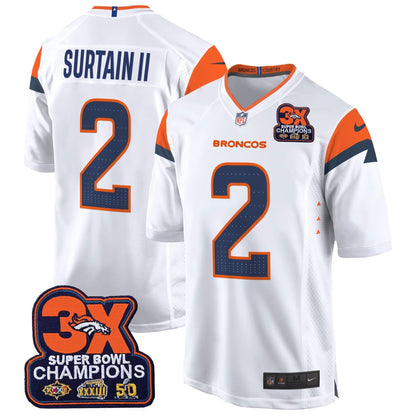 DEN 3-Time Champions Patch Game Jersey - Al Stitched-DTD