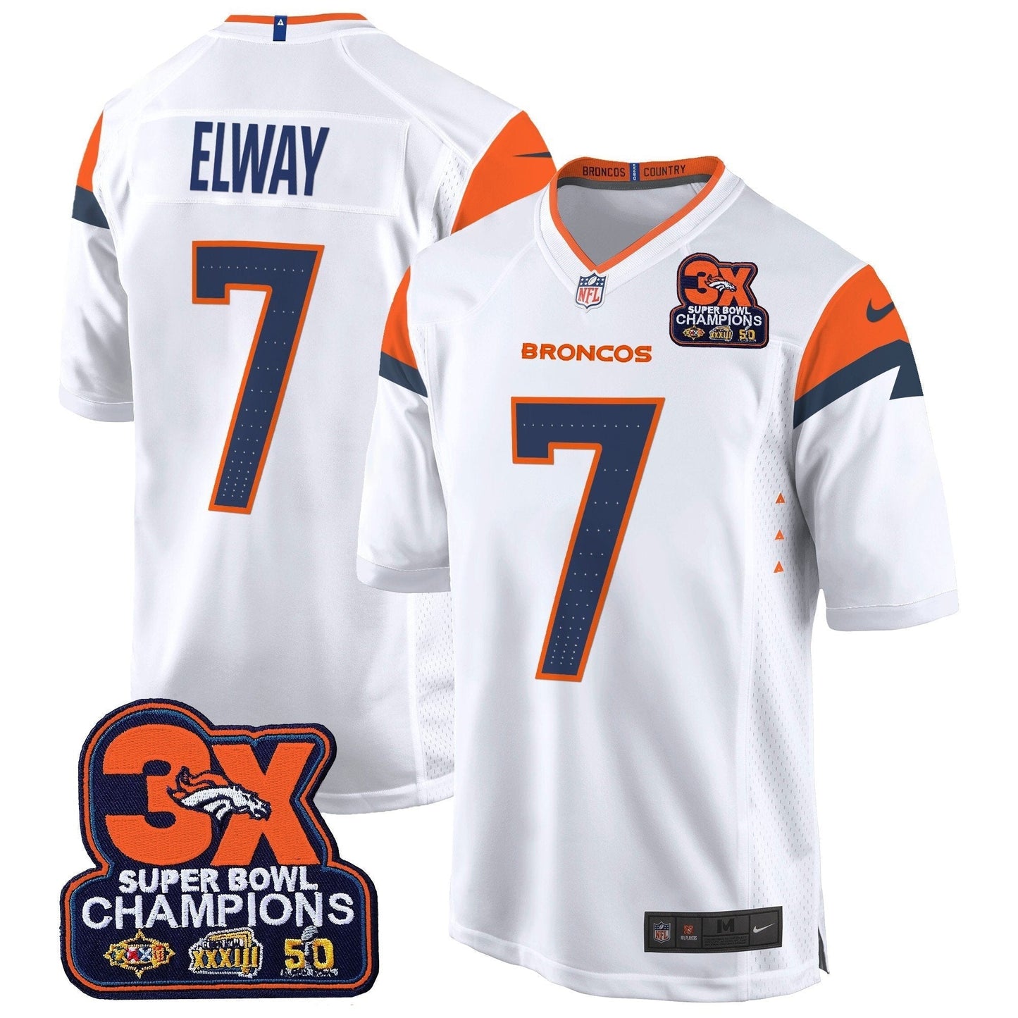 DEN 3-Time Champions Patch Game Jersey - Al Stitched-DTD
