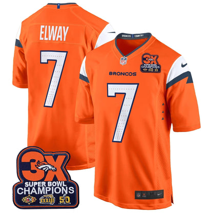 DEN 3-Time Champions Patch Game Jersey - Al Stitched-DTD