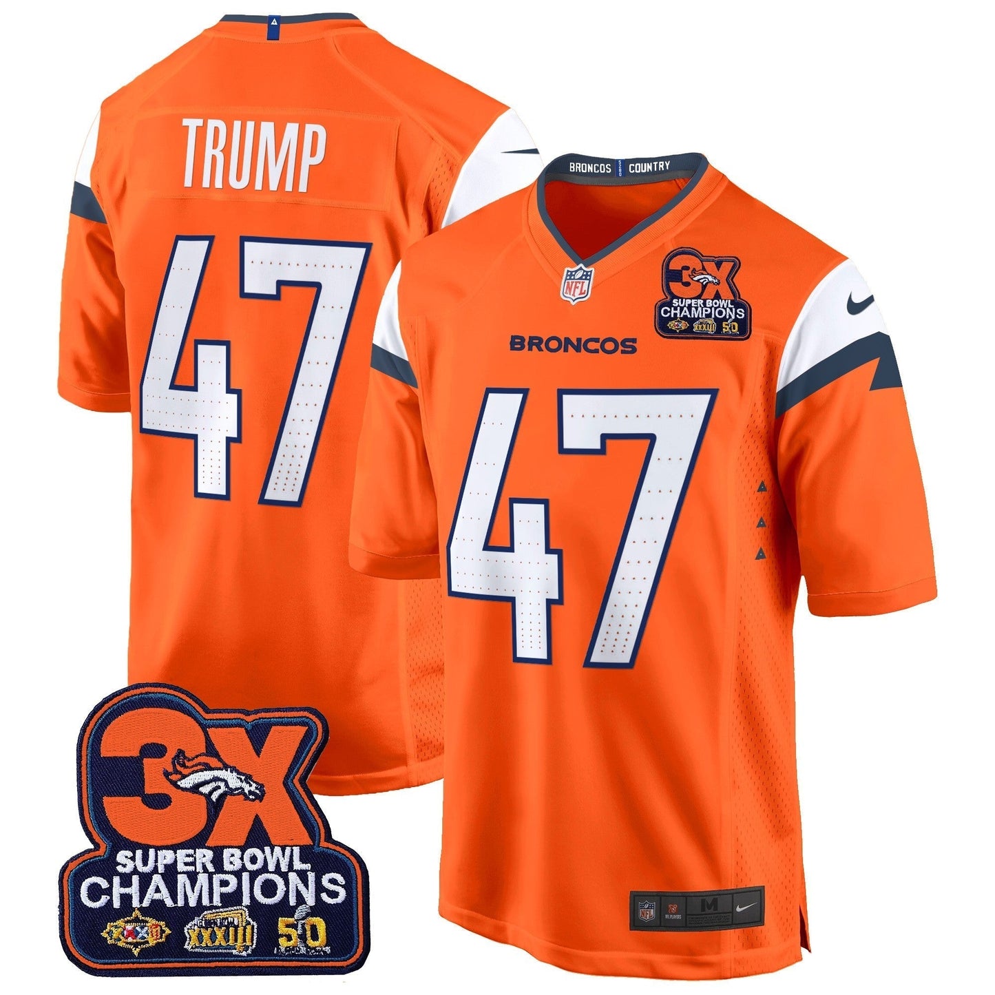 DEN 3-Time Champions Patch Game Jersey - Al Stitched-DTD
