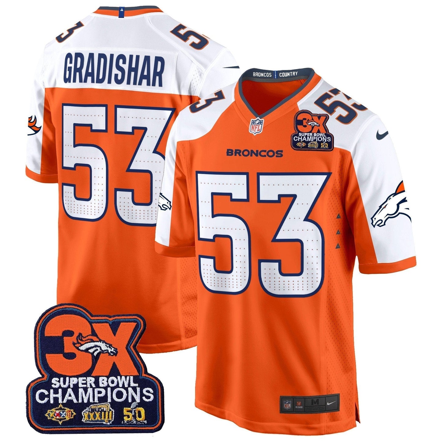 DEN 3-Time Champions Patch Game Jersey - Al Stitched-DTD