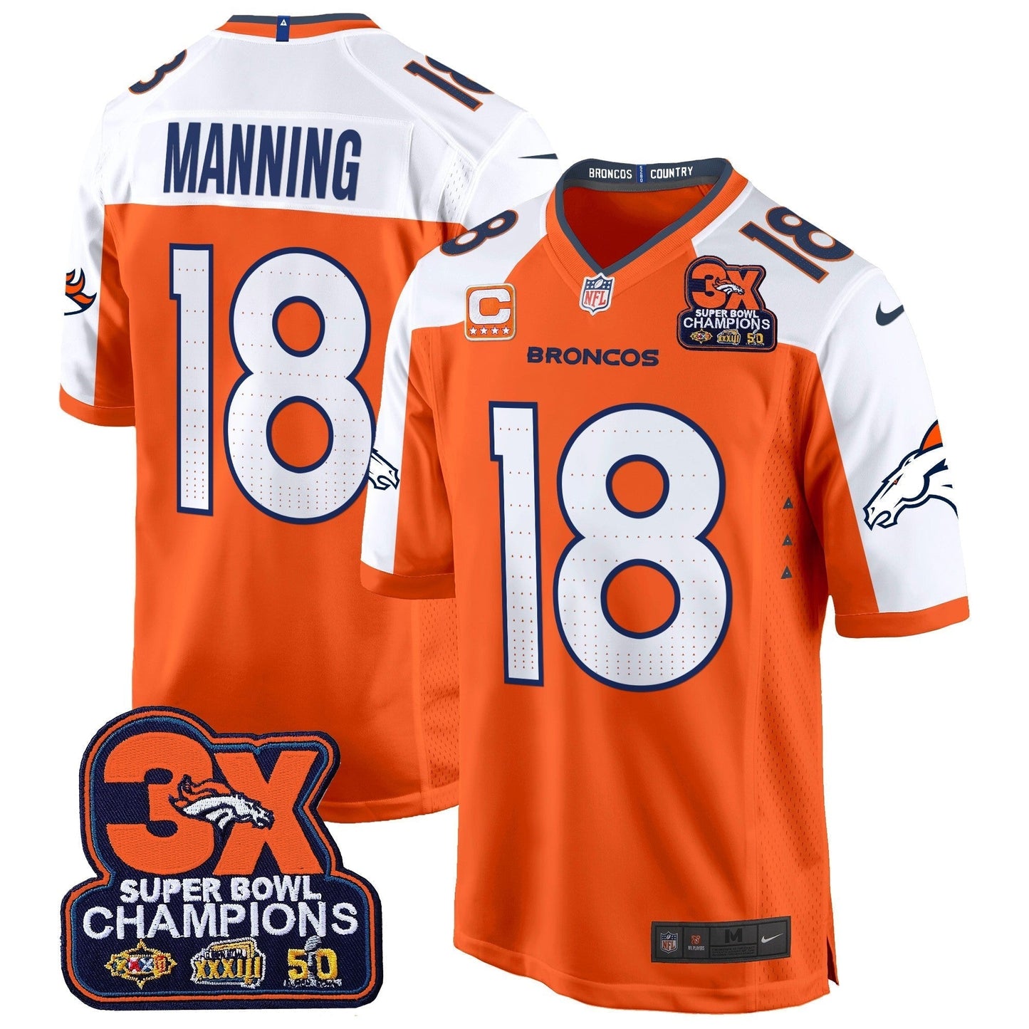 DEN 3-Time Champions Patch Game Jersey - Al Stitched-DTD