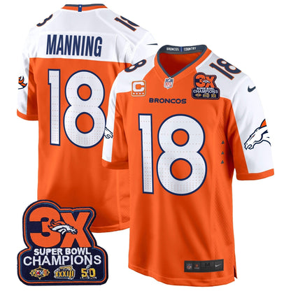 DEN 3-Time Champions Patch Game Jersey - Al Stitched-DTD