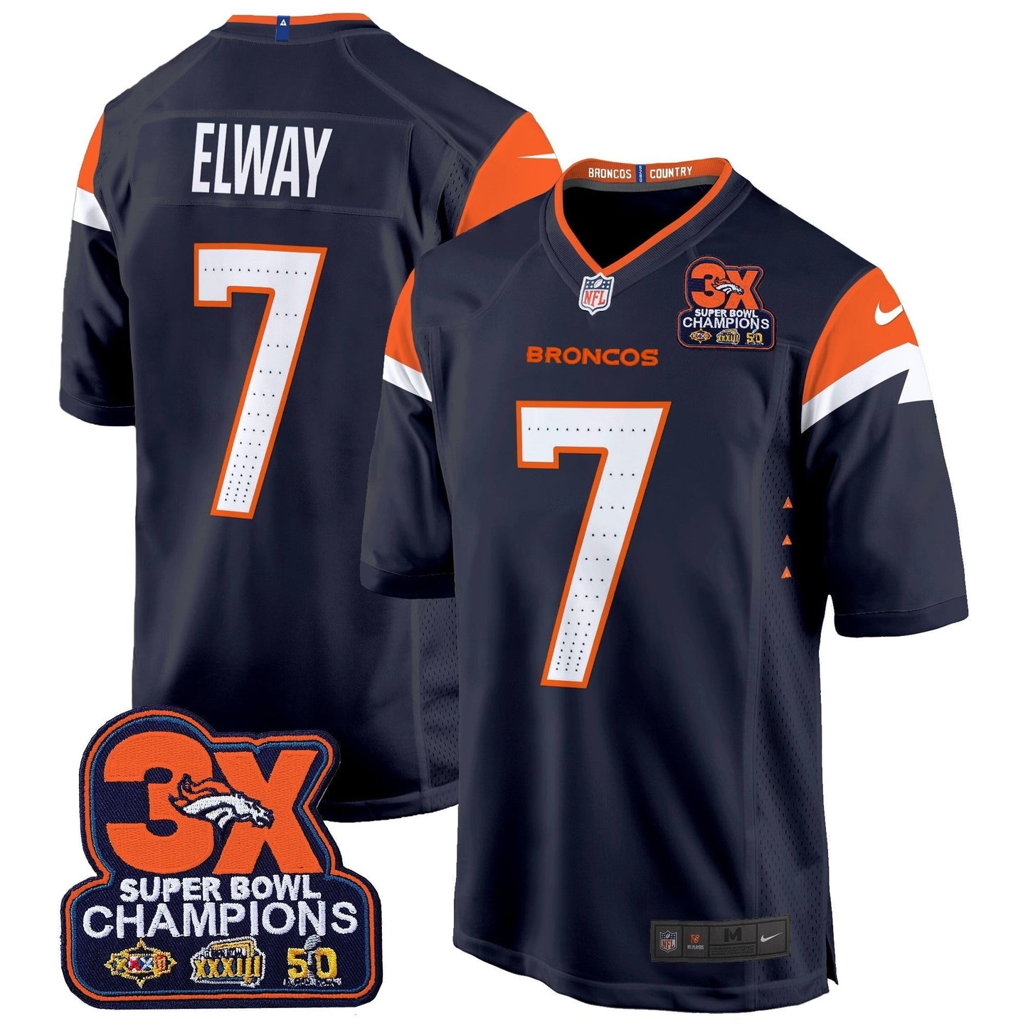 DEN 3-Time Champions Patch Game Jersey - Al Stitched-DTD