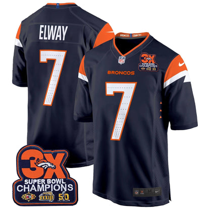 DEN 3-Time Champions Patch Game Jersey - Al Stitched-DTD