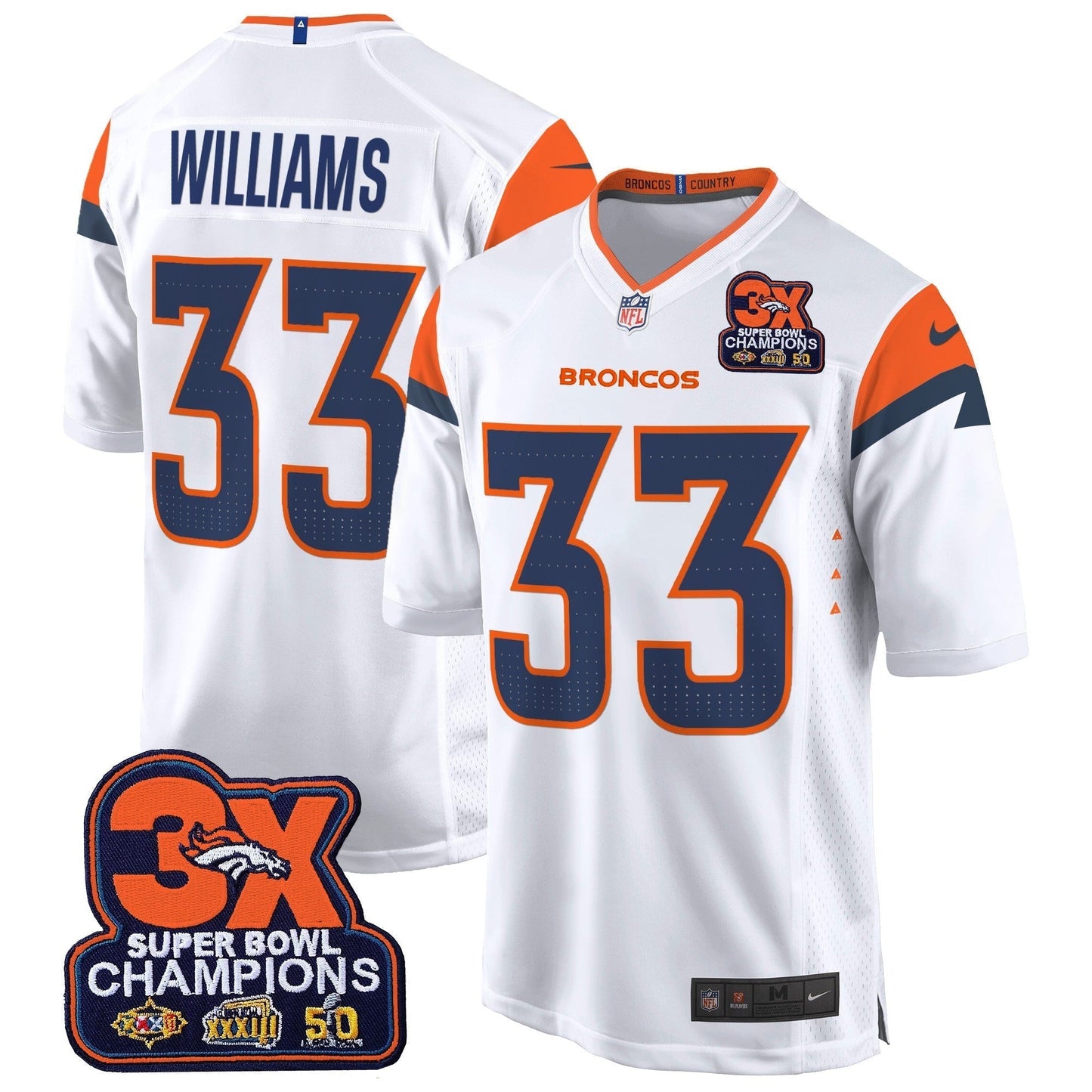 DEN 3-Time Champions Patch Game Jersey - Al Stitched-DTD
