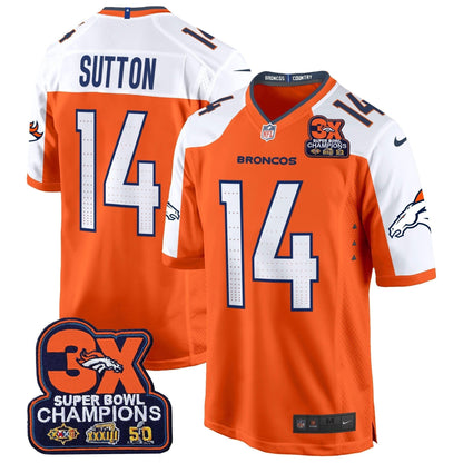DEN 3-Time Champions Patch Game Jersey - Al Stitched-DTD