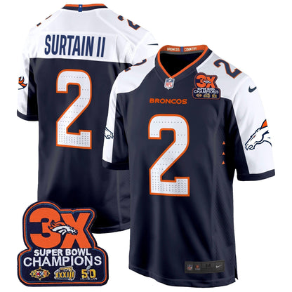 DEN 3-Time Champions Patch Game Jersey - Al Stitched-DTD