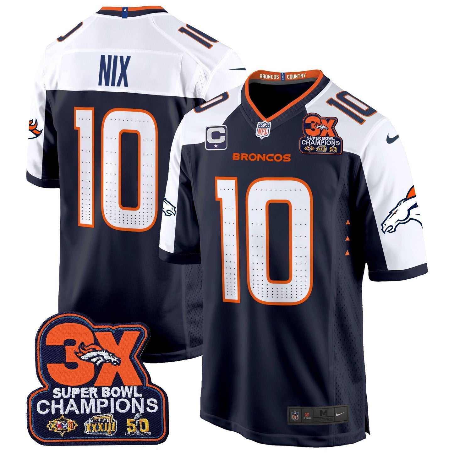 DEN 3-Time Champions Patch Game Jersey - Al Stitched-DTD