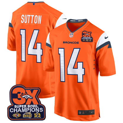 DEN 3-Time Champions Patch Game Jersey - Al Stitched-DTD